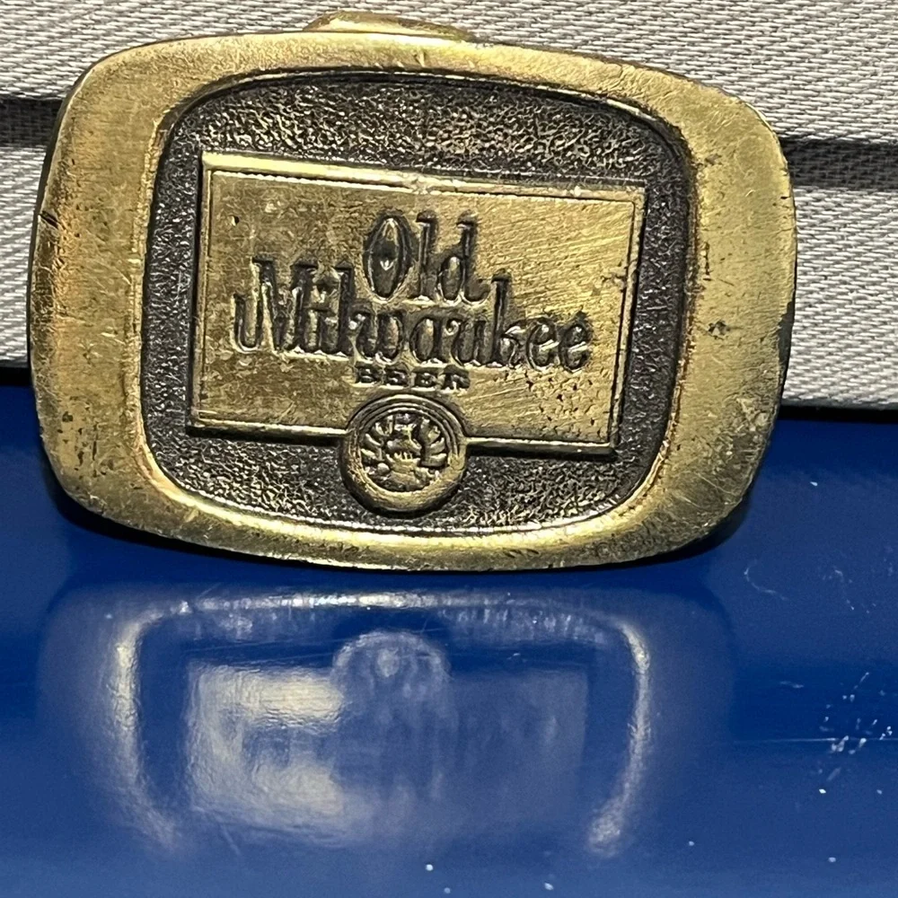 Old Milwaukee Beer Brass Belt Buckle MM Limited Chicago Vintage 80s 1980s 1983